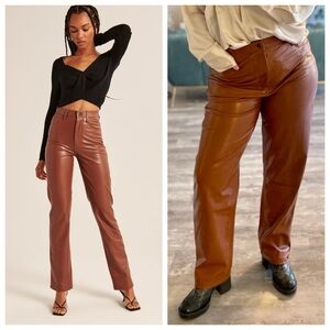 Abercrombie Faux Vegan Leather Pants Brown 90s Straight size 31 12S